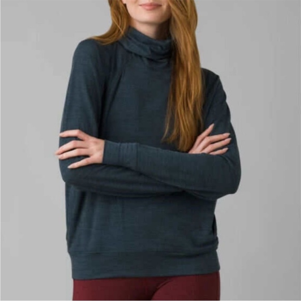 Prana Sol Protect Heather Cowl Neck Pullover Shirt with Pockets Outdooors Hiking